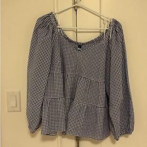 Old Navy Black and White Gingham Blouse